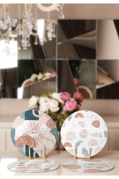 Realhomes 4-Piece Special Design Charger & Placemat with Ethnic Figures