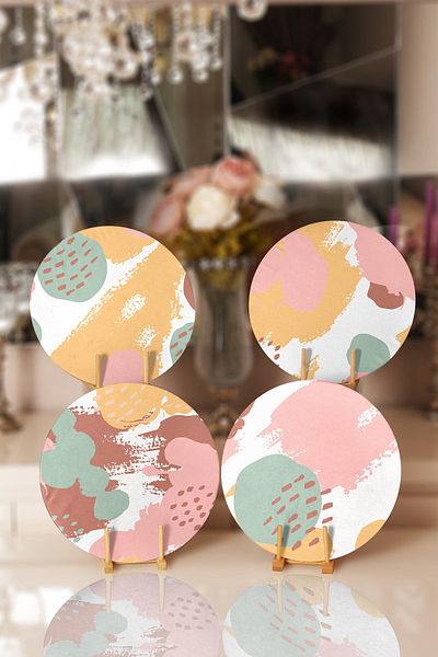 Realhomes 4-Piece Onedraw Soft Colored Modern Placemat & Supla