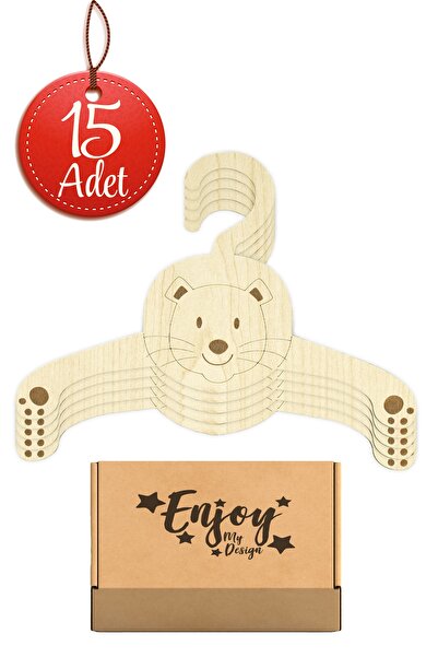 Enjoymydesign 15li Aslan Figürlü Bebek Elbise Askısı Ahşap Giysi Askılığı