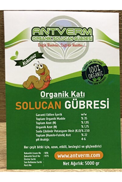 Antverm 5 Kg Domates,biber,patlıcan Vs.bahçe Bitkileri Için Organik Solucan Gübresi