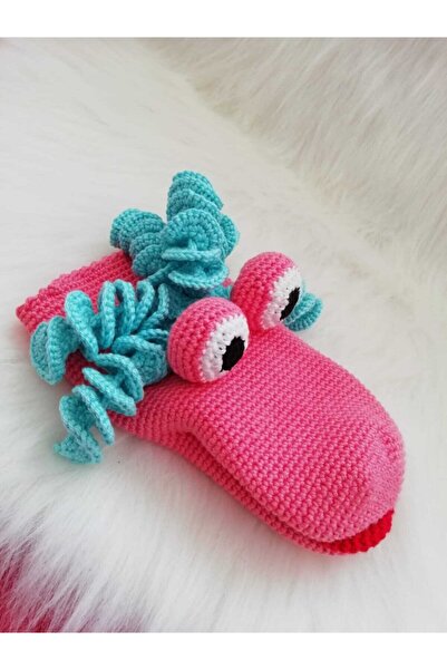 OYUNCAKPARK Sevimli Dinozor El Kuklası Amigurumi Organik Oyuncak