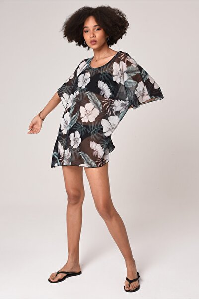 Bolder Black Beach Dress with Big Flowers