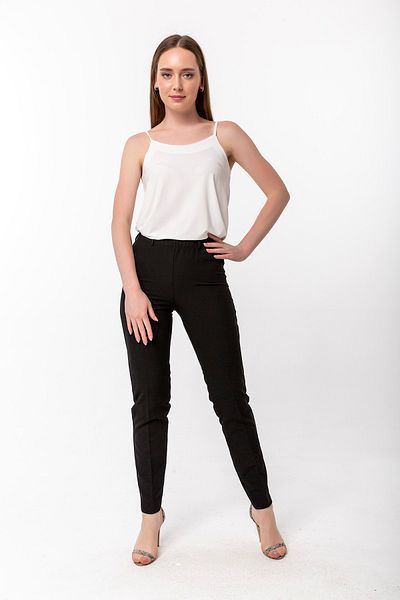 Laranor Cigarette Lycra Woven Fabric Trousers with Elastic Waist