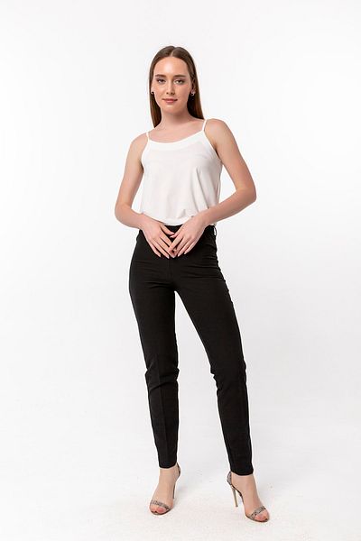 Laranor Cigarette Lycra Woven Fabric Trousers with Elastic Waist