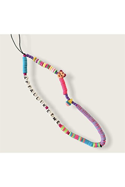 Chamis Renkli Boncuklu Yazılı Telefon Askısı , Phone Charm