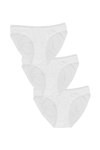 FSM1453 Γυναικεία Modal Normal Waist Bikini Lace Slip Lycra εσώρουχα 3 τεμαχίων -3052