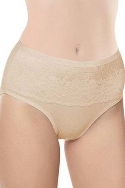 Belinay 0193 Women's Beige Lace High Waist Panties