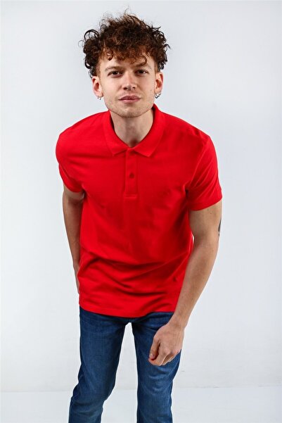 Collezione تي شيرت عادي بياقة بولو حمراء للرجال