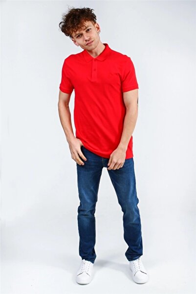 Collezione تي شيرت عادي بياقة بولو حمراء للرجال