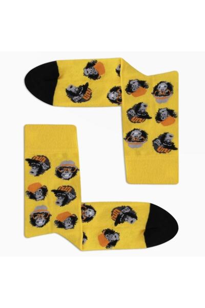 Colorcool Erkek Sarı Maymunlu Soket Çorap