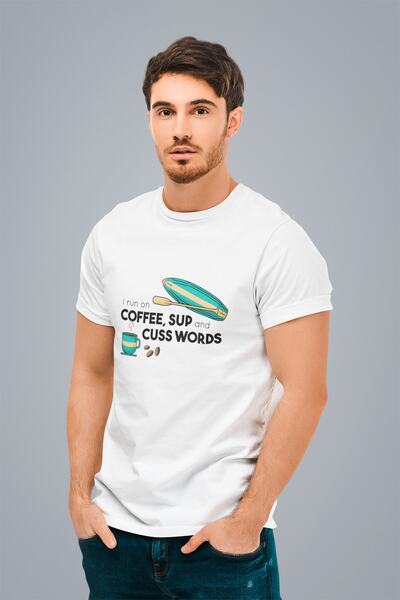 ErTaPassage Ανδρικό μπλουζάκι White Coffee Kayak με τύπωμα - T3718601