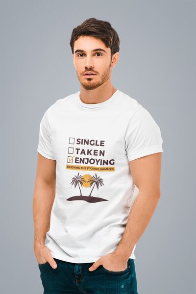 ErTaPassage Citat de vară alb cu imprimeu Bărbați tricou - T5212581