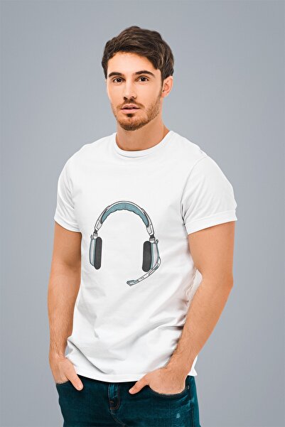 ErTaPassage Bela gaming slušalica Štampano muška T-shirt - T472706