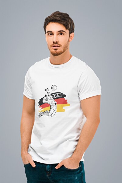 ErTaPassage Λευκό γερμανικό μπλουζάκι βόλεϊ με τύπωμα ανδρών - T8158750