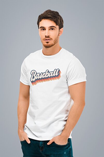 ErTaPassage Baseball alb cu imprimeu pentru bărbați tricou - T9257156