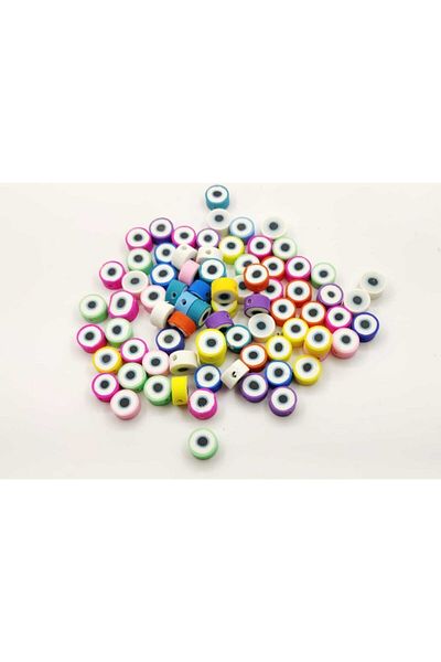 yiğit aksesuar 30 Pieces 10mm Polymer Clay Fimo Mixed Color Evil Eye Beads