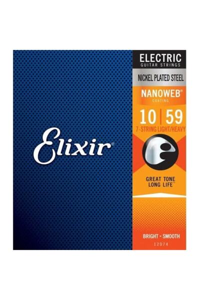 Elixir 12074 Nanoweb Light/heavy 7 Telli Elektro Gitar Teli (10-59)