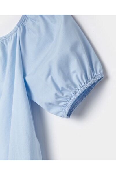 kübra kids Bluză detaliată cu mânecă cu balon albastru pentru fetiță