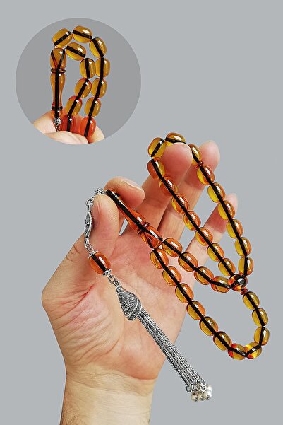 Modalyon 9*12 Mm Kapsül Kesim Bal Rengi Ateşi Kehribar Tesbih Fares Baydoun A...