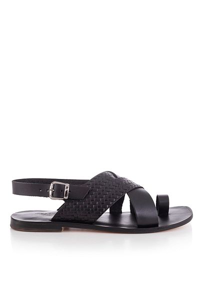 DaphneSandals Sandale negre pentru bărbați din piele naturală lucrate manual - Ek1031