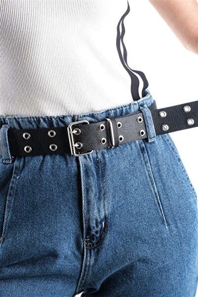 BuYolModa Kadın Çift Gözlü Çift Dilli Kemer