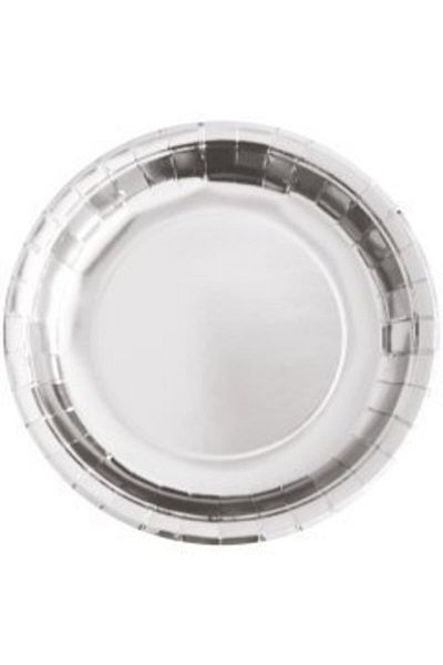 parti sürprizi Metallized Silver Plate 23 cm 8 Pieces