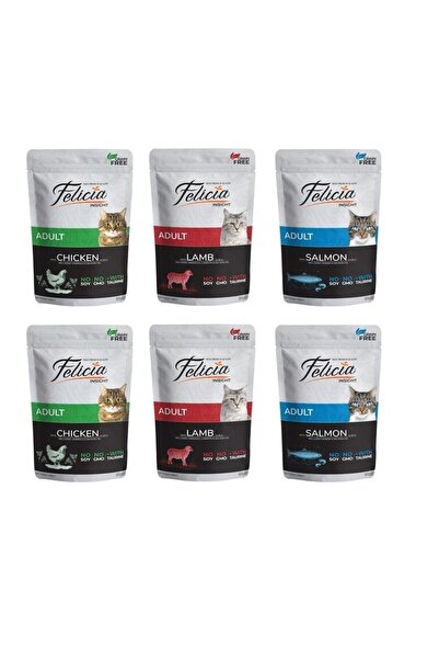 Felicia Pouch 3 Çeşit Tavuk&somonlu&kuzulu Kedi Maması 85 Gr X 6 Adet