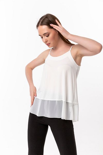 Laranor Ecru Hem Chiffon Detail Strappy Blouse
