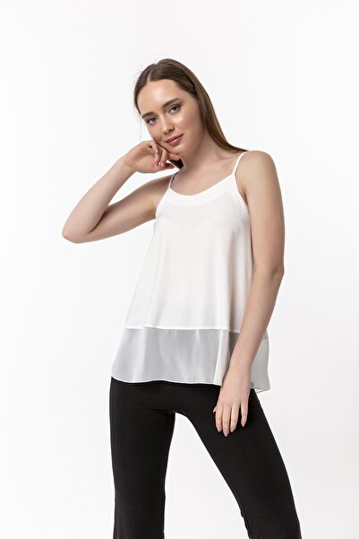 Laranor Μπλούζα με λουράκι με λεπτομέρεια σιφόν Ecru