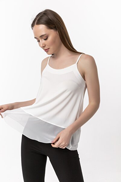 Laranor Μπλούζα με λουράκι με λεπτομέρεια σιφόν Ecru