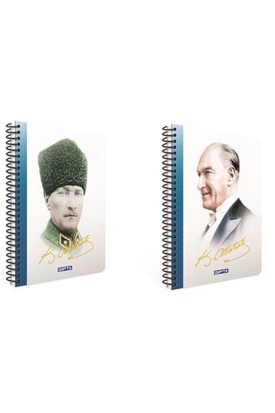 Gıpta Caiet cu copertă rigidă, cu model Ataturk, în carouri, 2 bucăți