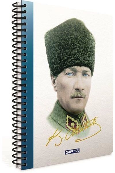 Gıpta Caiet cu copertă rigidă, cu model Ataturk, în carouri, 2 bucăți