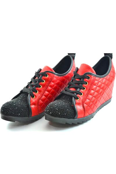 Beety 706 Red Genuine Leather Hidden Platform Women's Shoes