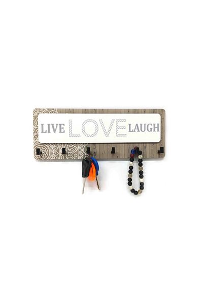 CajuArt Live Love Lough Patterned - Brown Keychain Ornament