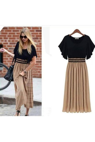 Dumantekstil Double Elasticated Lined Chiffon Women's Dress