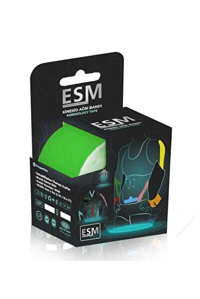 ESM Bandă kinesiologică verde pentru durere 5m x 5cm