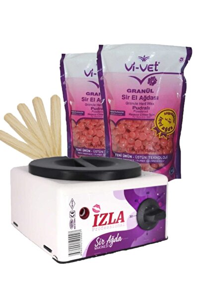 Vi-vet Izla Sir Ağda Makinesi +2x250g Pudralı Soyulabilen Boncuk Ağda + Spatu...