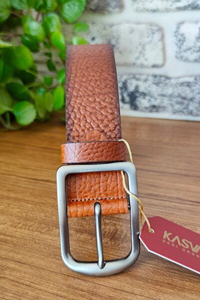 KASVA DERİ حزام جلد أصلي تان 4 سم