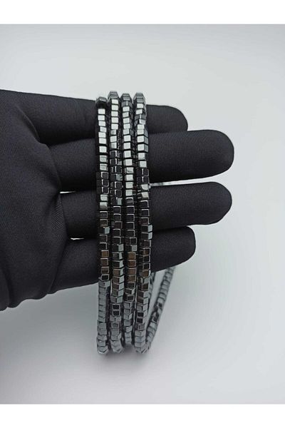 Yüksel Boncuk 6x2 mm Ασημένιο Παξιμάδι Αιματίτης Σειρά Φυσική Πέτρα