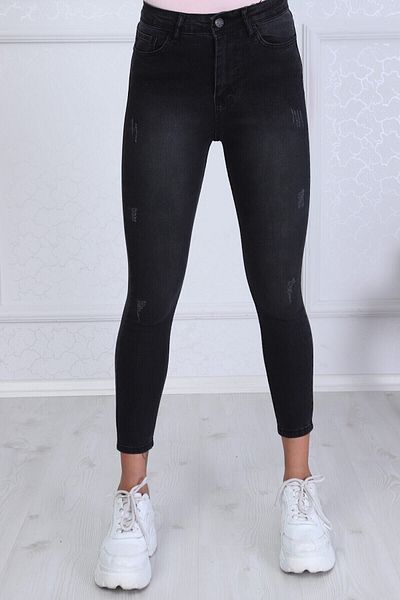 Ramrod Jeans Black Denim Frayed Normal High Waist Jeans Color S.o.l.m.a.z Skinny (PACKER)