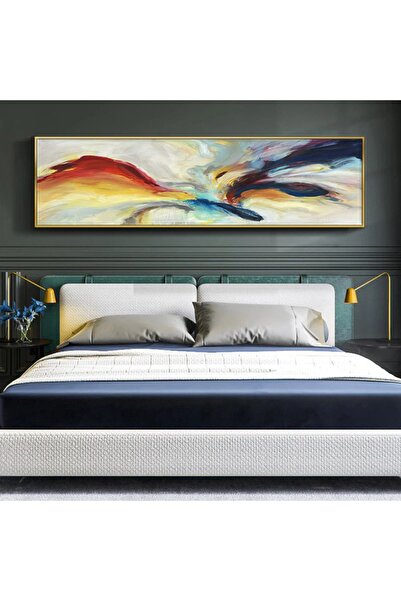 Markazip Altın Metal Çerçeveli Kanvas Tablo 50x120cm Kod: P068-a