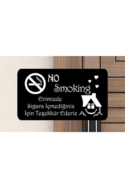 Miana Lazer Ahşap No Smoking Uyarısı Ev Için Sigara Uyarı Sigara Içilmez Mdf Evimizde Sigara Içmediğiniz Için