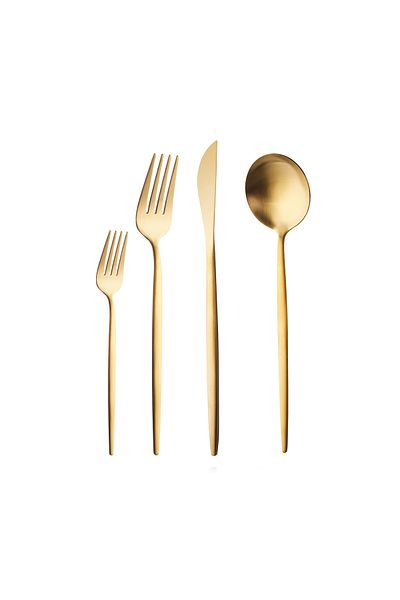 Karaca Bella Matte Gold 24 Stück 6 Personen Besteckset