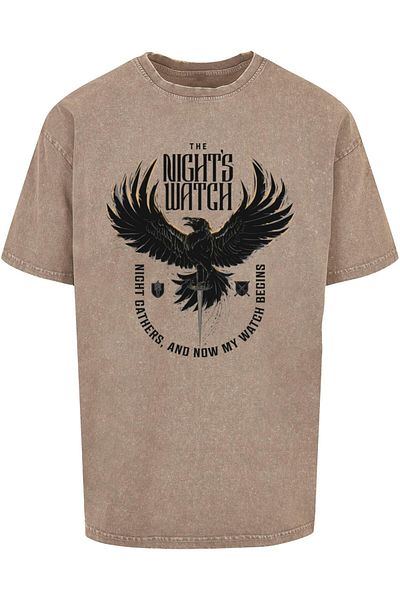 ABSOLUTE CULT Herren Game Of Thrones - The Night's Watch Acid Washed Oversize Tee