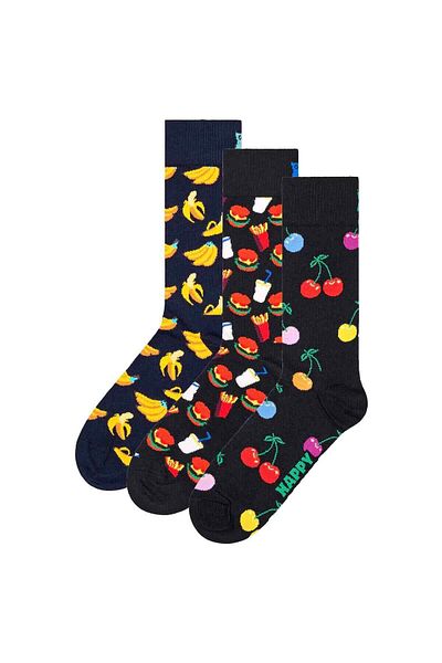 Happy Socks Packung mit 3 Unisex-Socken – Classic, Muster, Baumwollmischung, Gemischte Farben