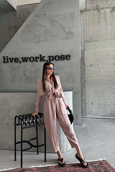 Eka Set cămașă și pantaloni pentru femei Mink - 1009-2185