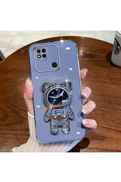 AKSEFİZZ Xiaomi Redmi 9c Uyumlu Akışkan Sıvılı Simli Yıldızlı Ayıcık Astronot...