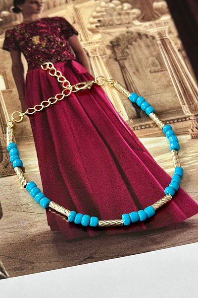 Trendy Butik Blue Beaded Pipe Dorica Anklet