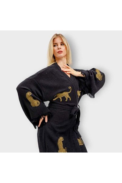 ŞIK STİL Natural Cotton Kimono Caftan Bathrobe -920