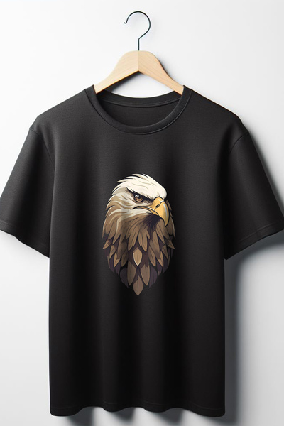 Vordevia Tricou negru unisex cu decolteu rotund supradimensionat cu imprimeu ...